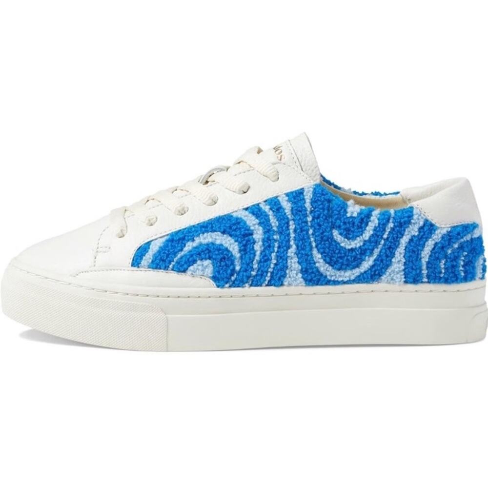 Soludos White and Blue Towel Cloth Low-Top Sneakers